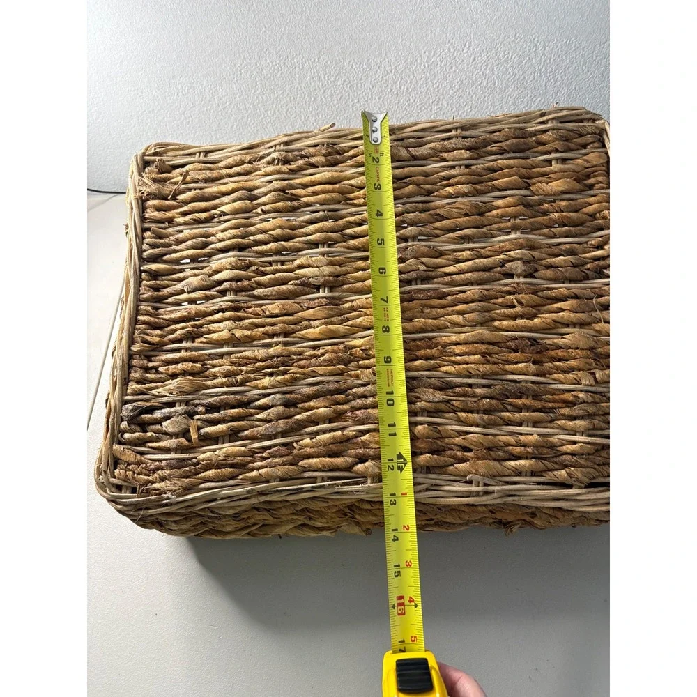 Natural‎ Woven Seagrass Tray Rectangular Basket with Wood Handles Brown 17x13